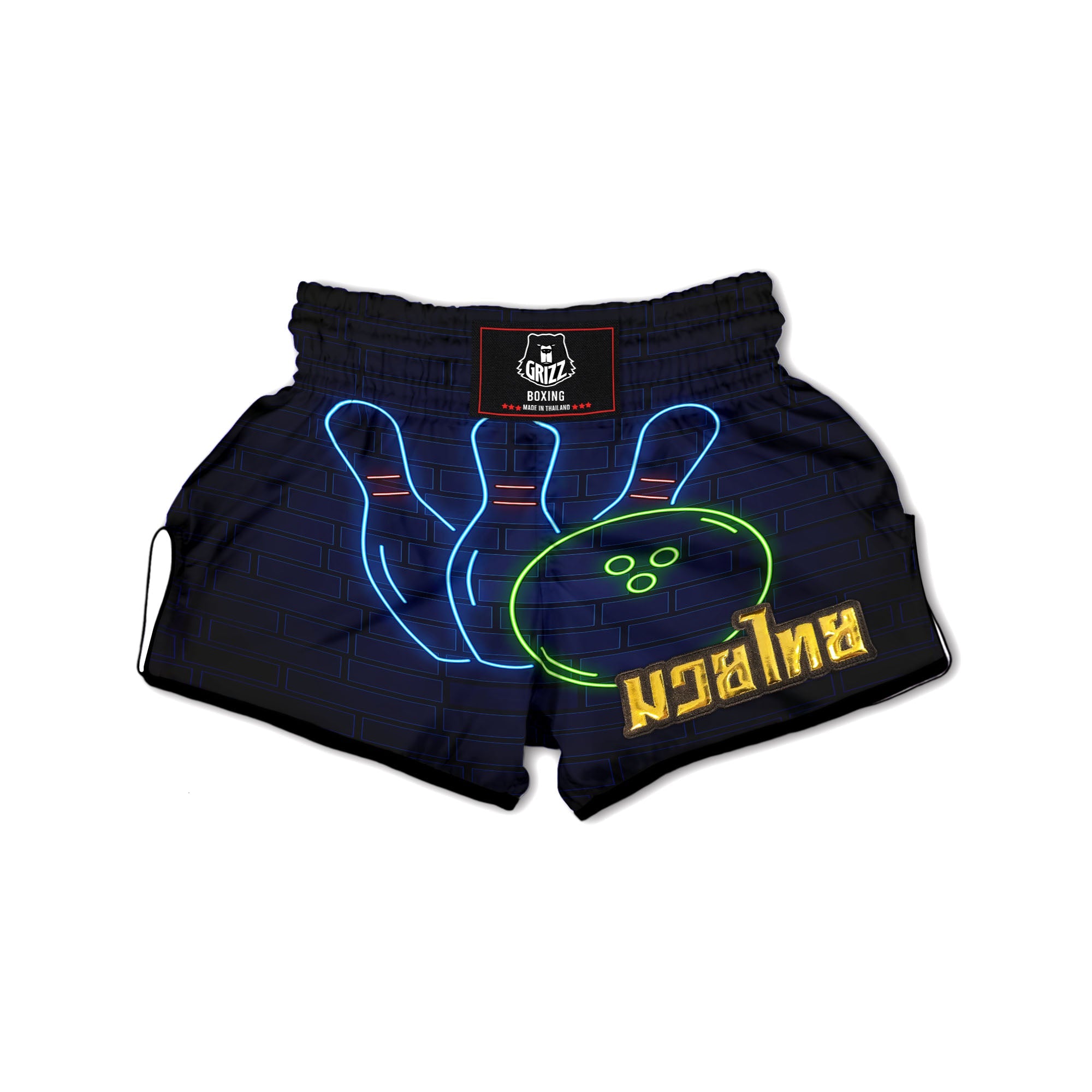 Light Up Bowling Pins Print Muay Thai Boxing Shorts-grizzshop