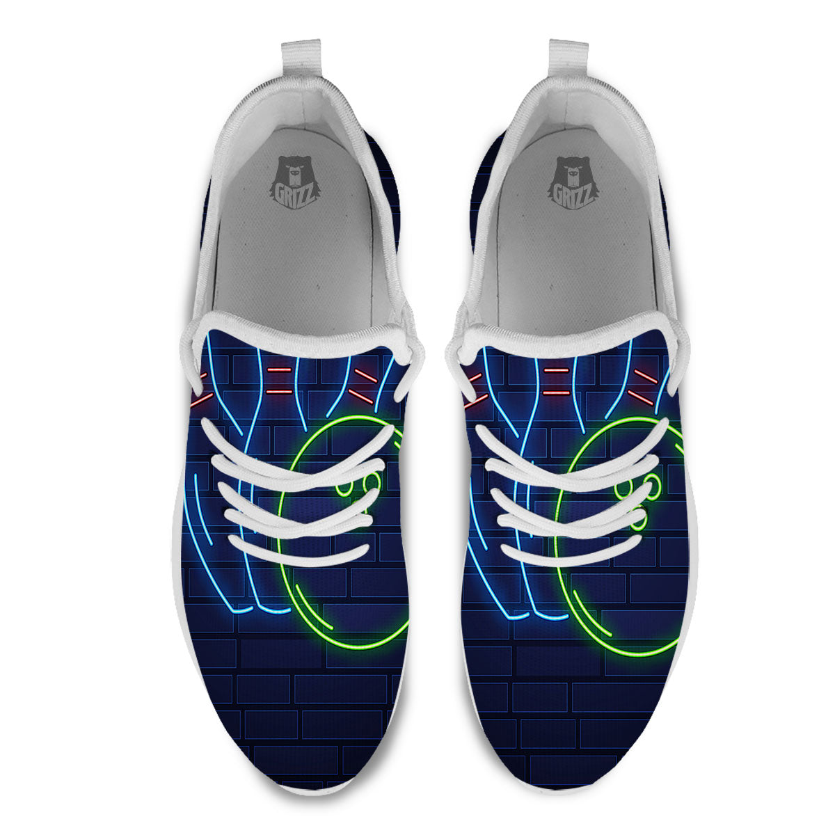 Light Up Bowling Pins Print White Athletic Shoes-grizzshop