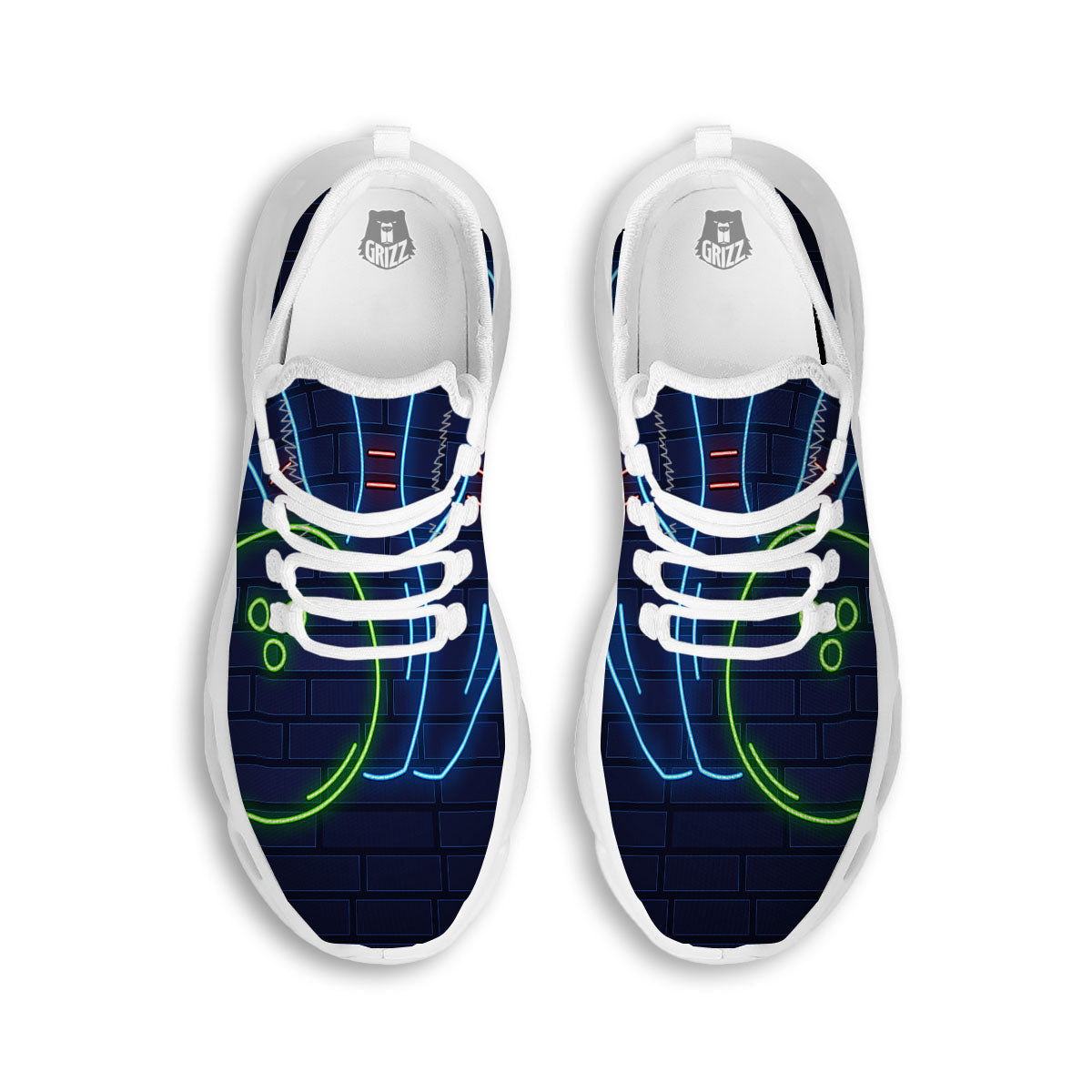 Light Up Bowling Pins Print White Running Shoes-grizzshop