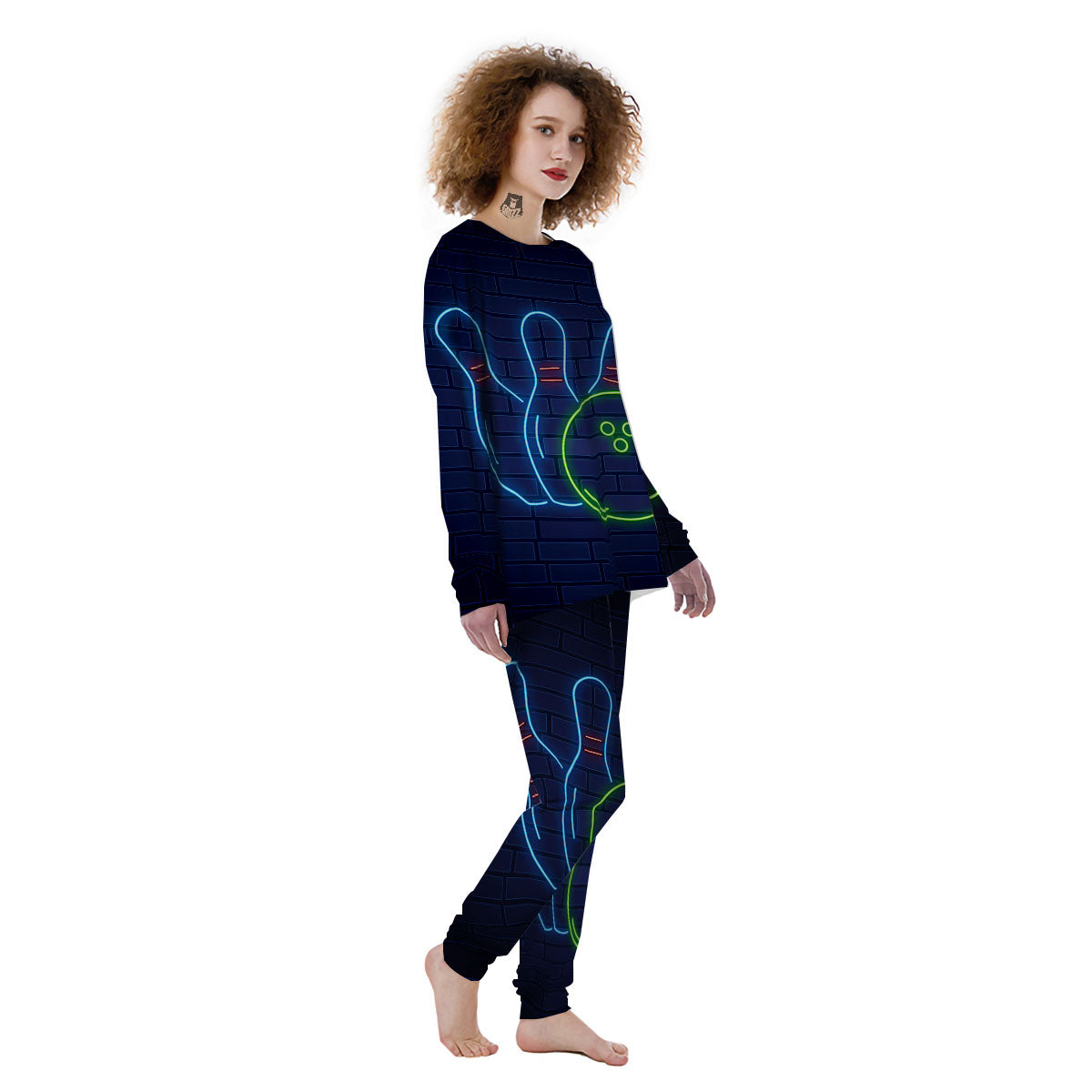 Light Up Bowling Pins Print Women's Pajamas-grizzshop
