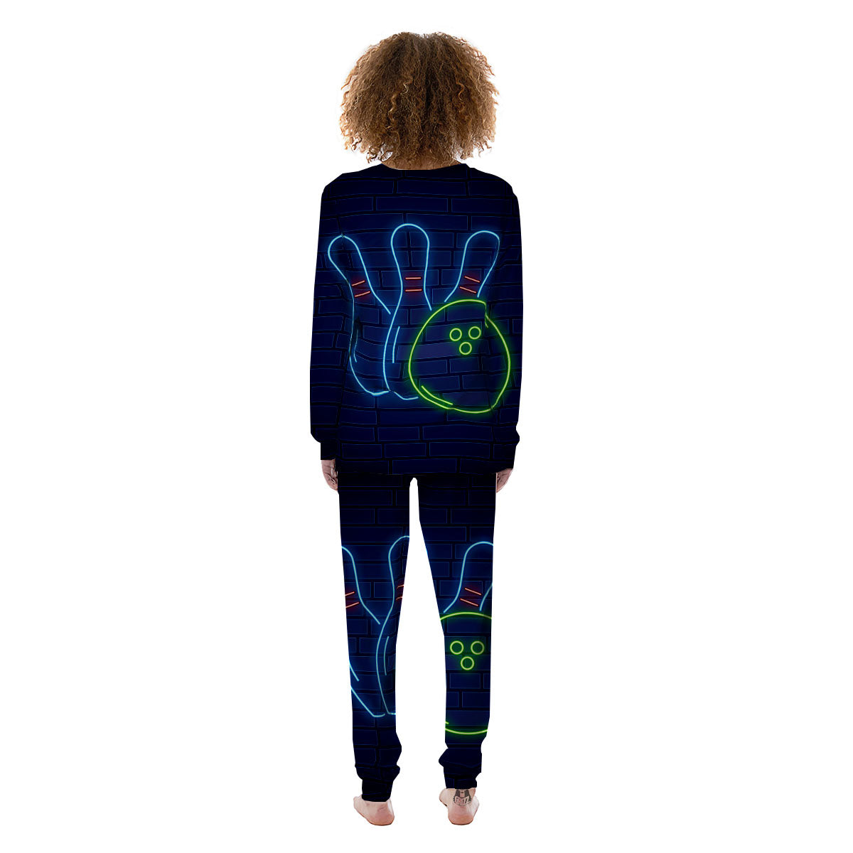 Light Up Bowling Pins Print Women's Pajamas-grizzshop