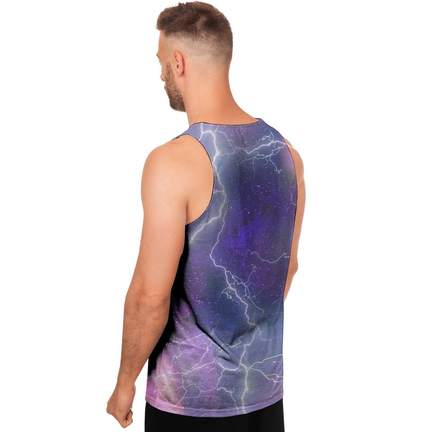 Lightning Aurora Galaxy Space Men's Tank Tops-grizzshop