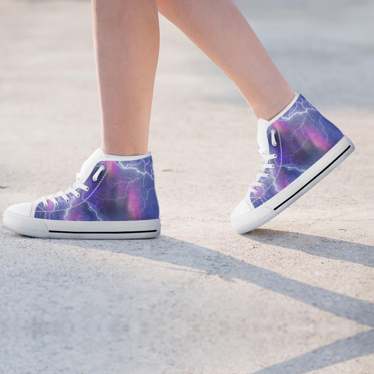 Lightning Aurora Galaxy Space Women's High Top Shoes-grizzshop