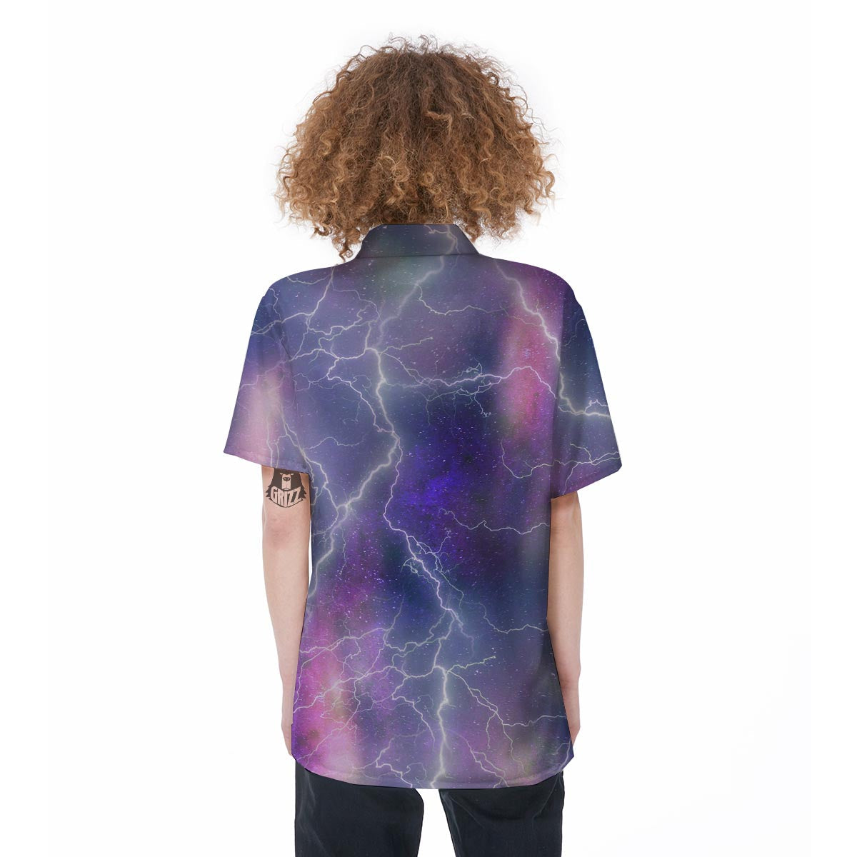 Lightning Aurora Galaxy Space Women's Short Sleeve Shirts-grizzshop