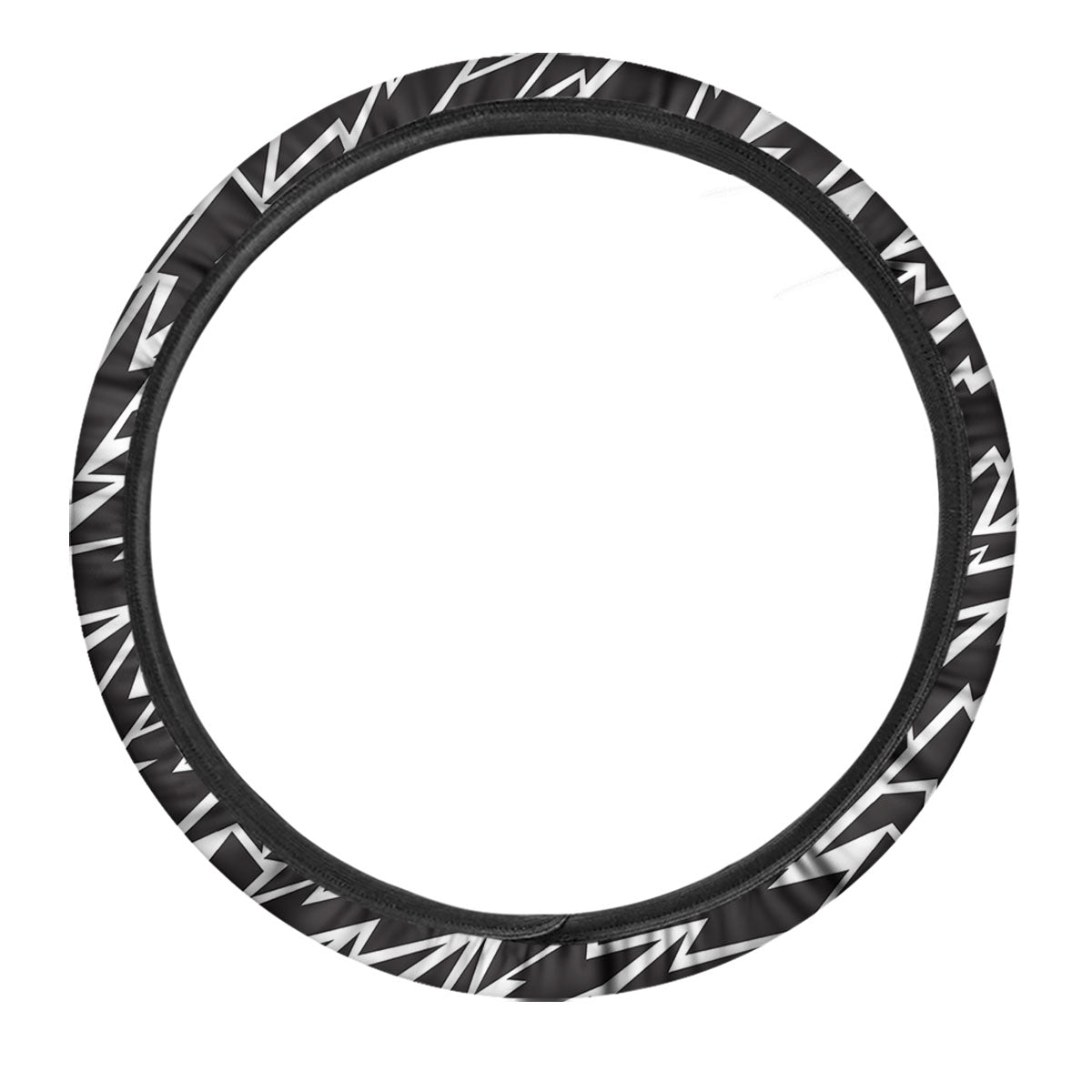 Lightning Black And White Print Pattern Car Steering Wheel Cover-grizzshop