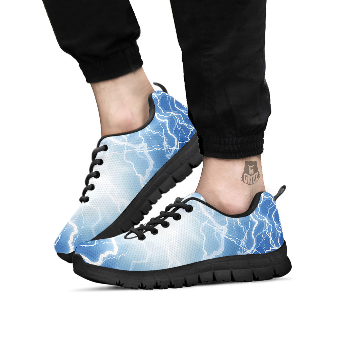 Lightning Blue Print Black Sneaker-grizzshop
