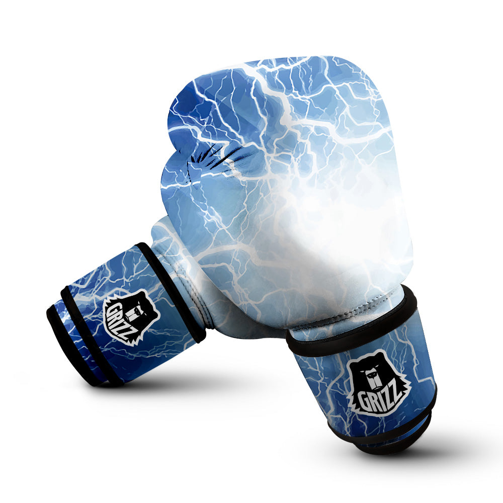 Lightning Blue Print Boxing Gloves-grizzshop