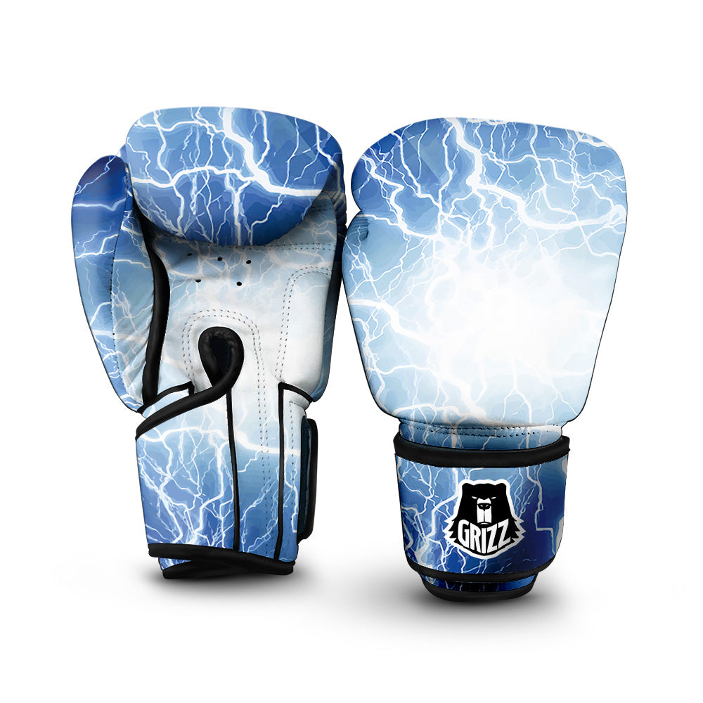 Lightning Blue Print Boxing Gloves-grizzshop