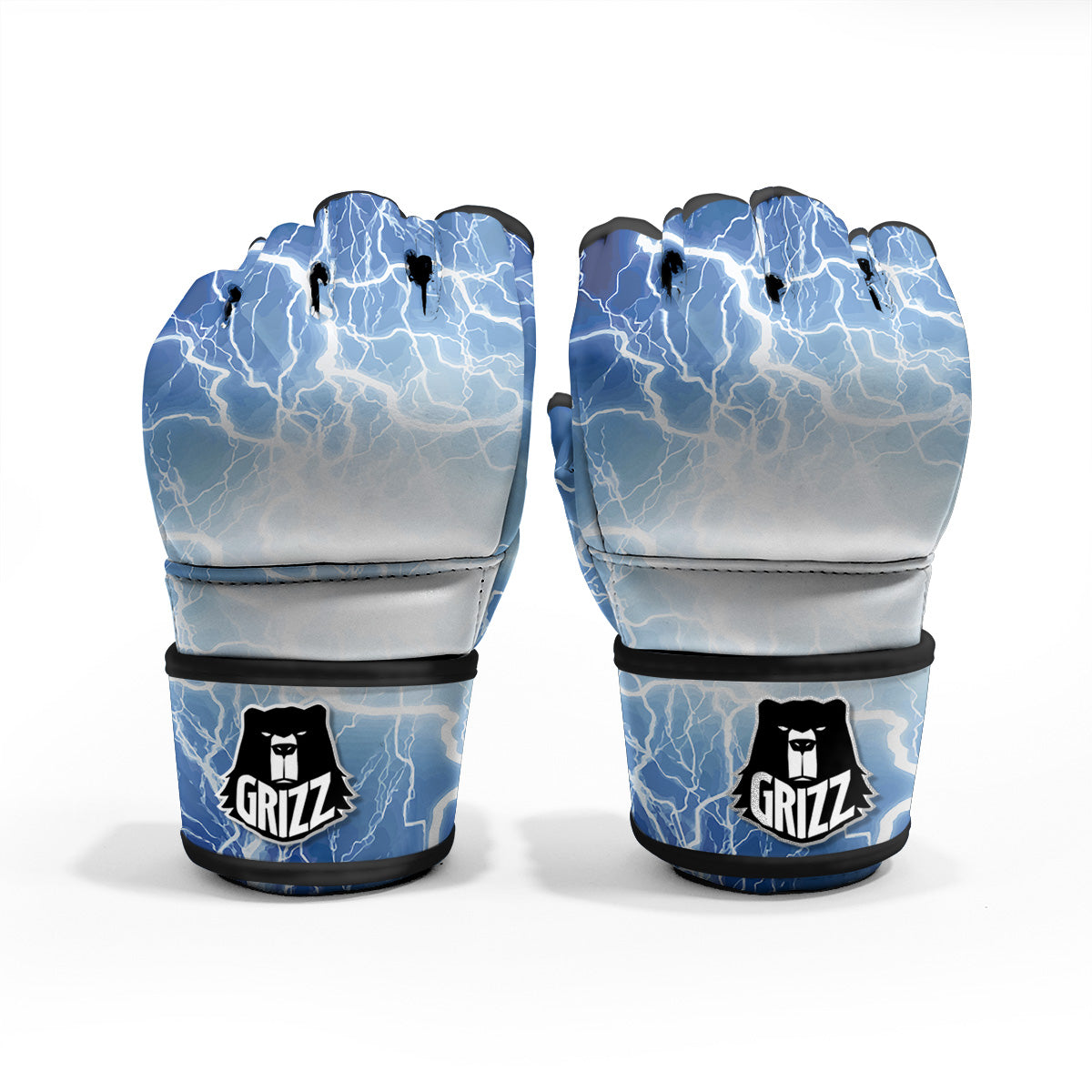 Lightning Blue Print MMA Gloves-grizzshop