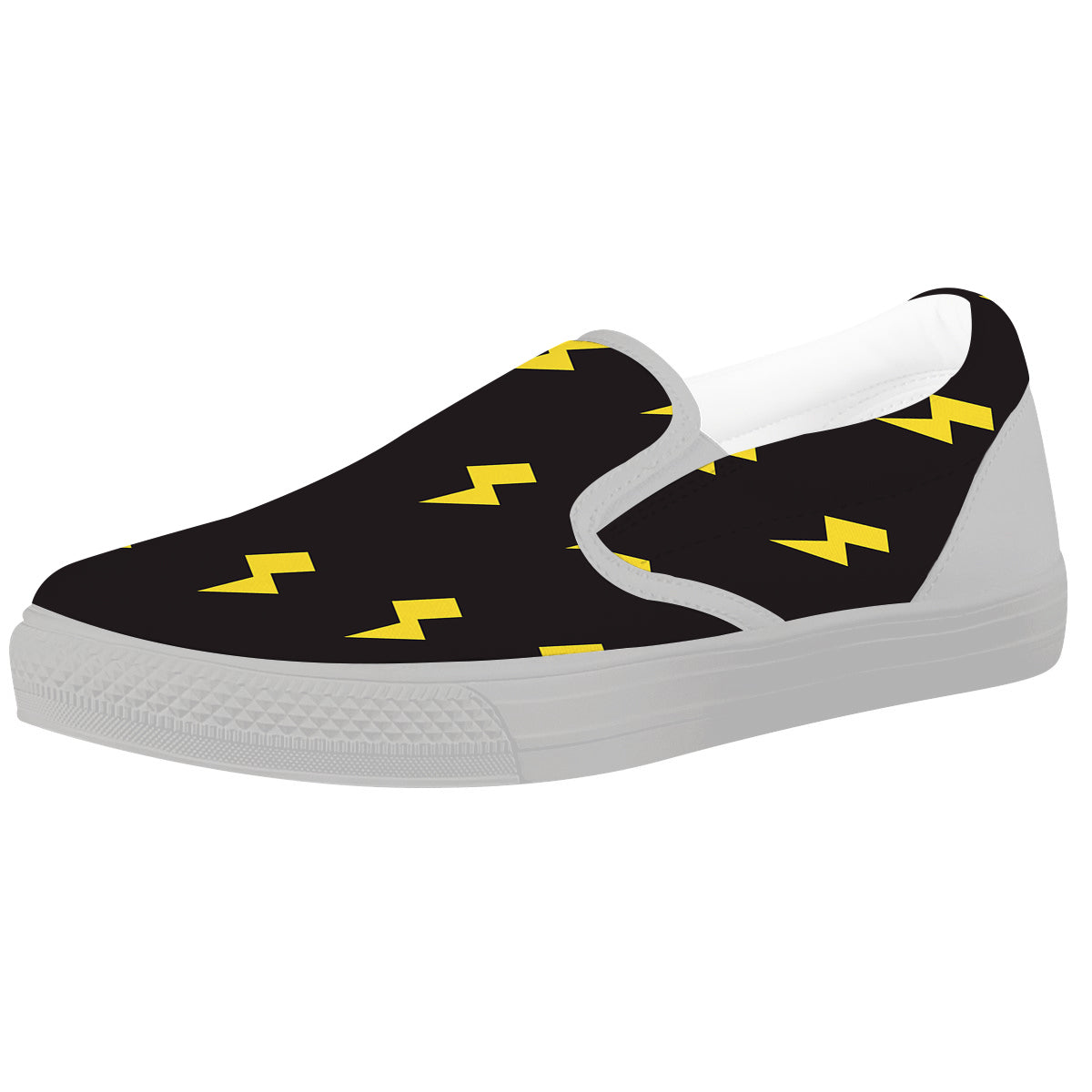 Lightning Bolts Yellow Print Pattern White Slip On Shoes-grizzshop