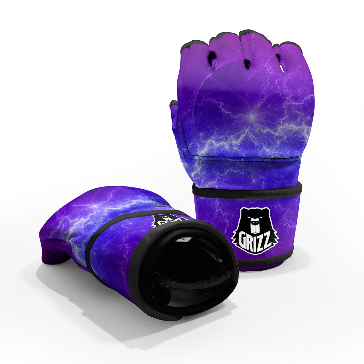 Lightning Purple And Blue Print MMA Gloves-grizzshop