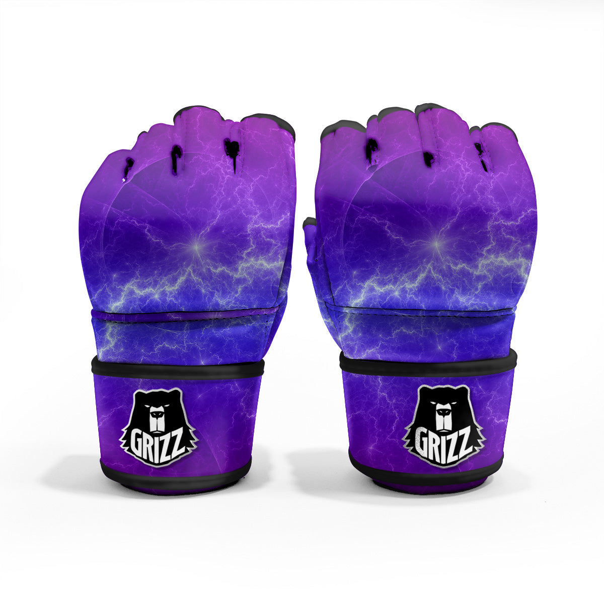 Lightning Purple And Blue Print MMA Gloves-grizzshop