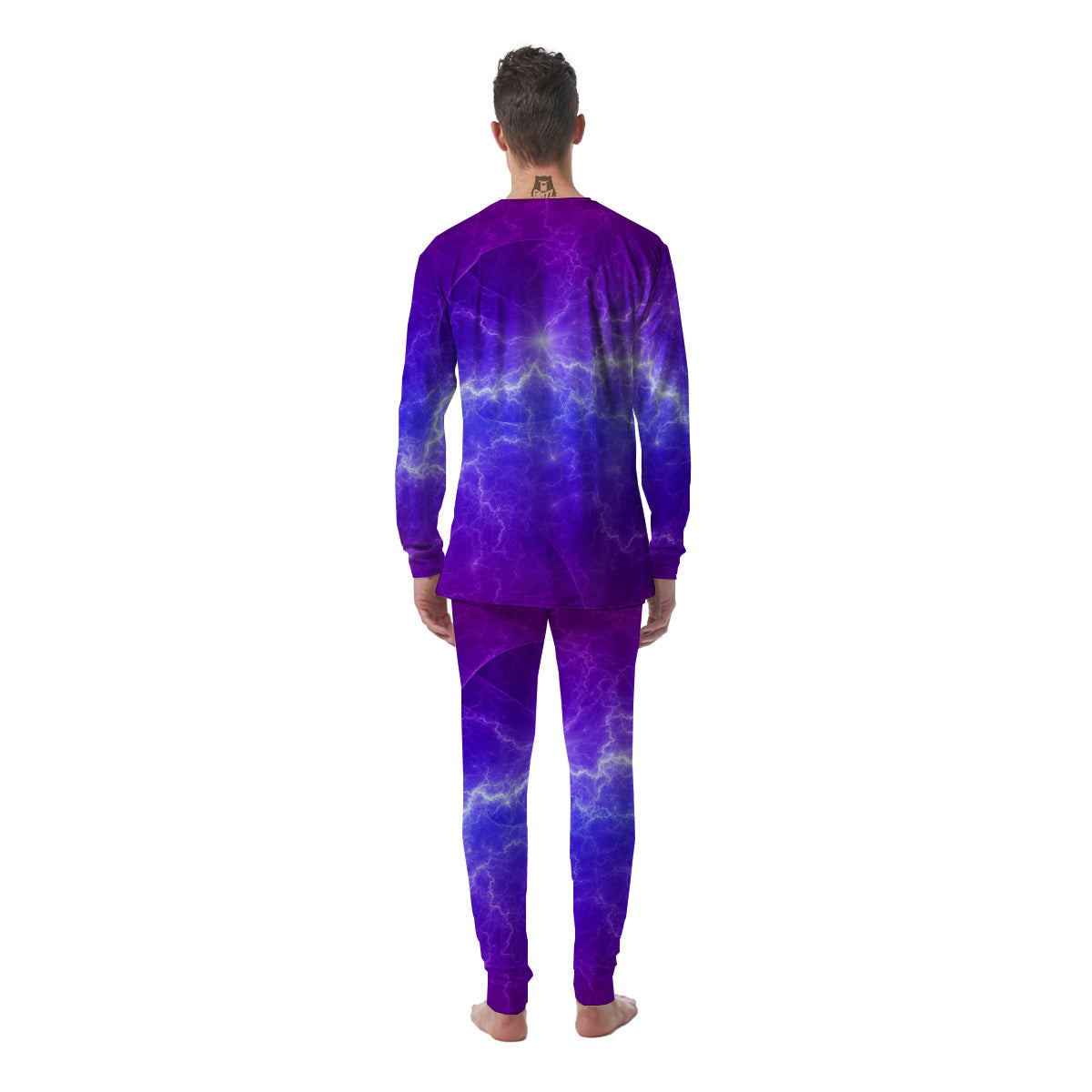 Lightning Purple And Blue Print Men's Pajamas-grizzshop