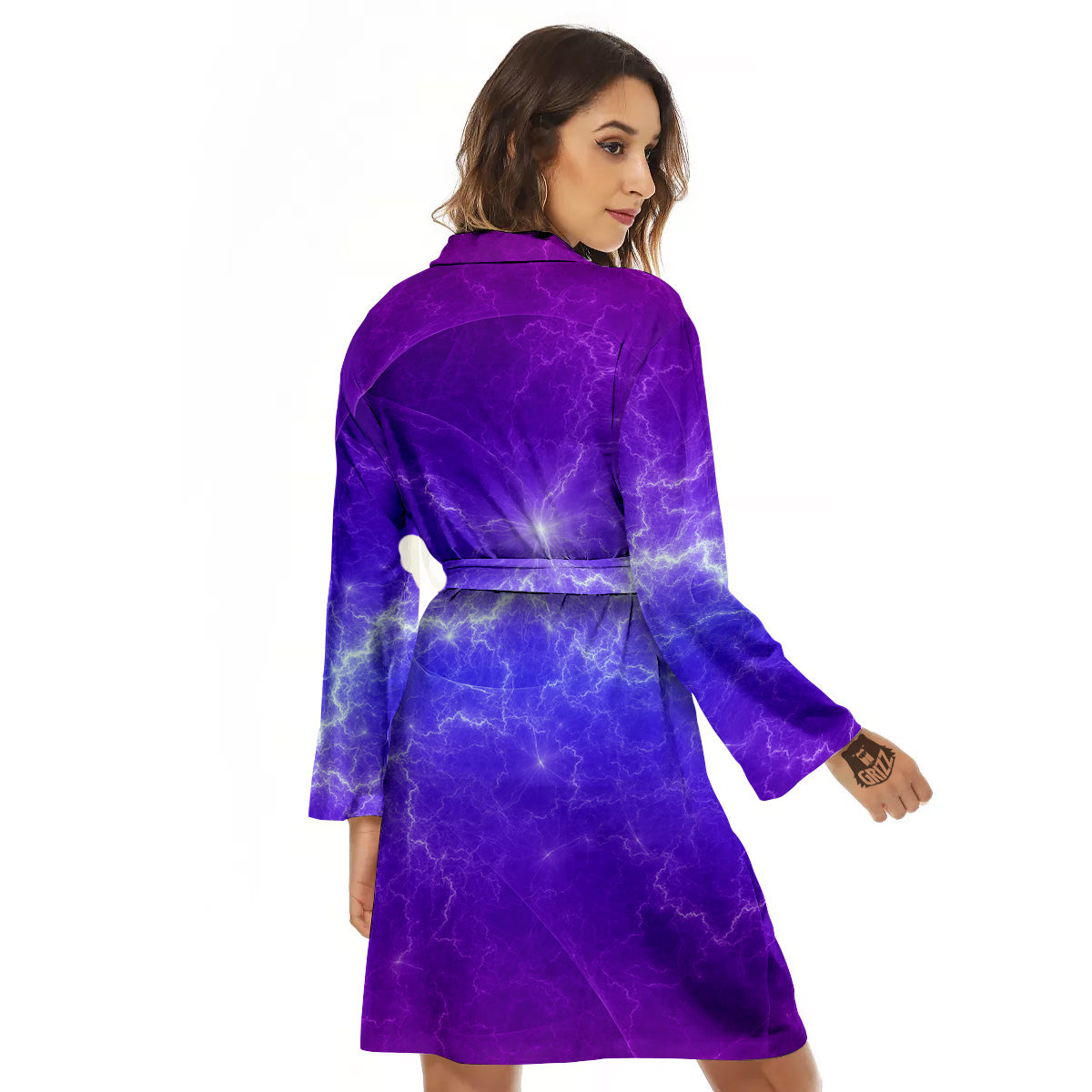 Lightning Purple And Blue Print Women's Robe-grizzshop