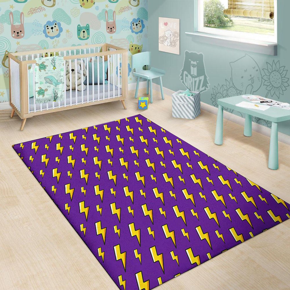 Lightning Purple Print Pattern Floor Mat-grizzshop