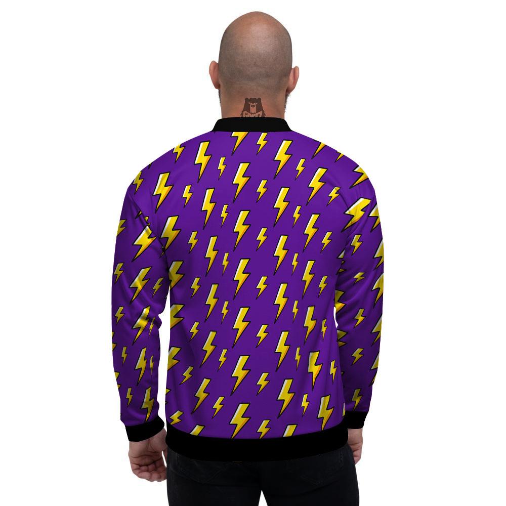Lightning Purple Print Pattern Men's Bomber Jacket-grizzshop