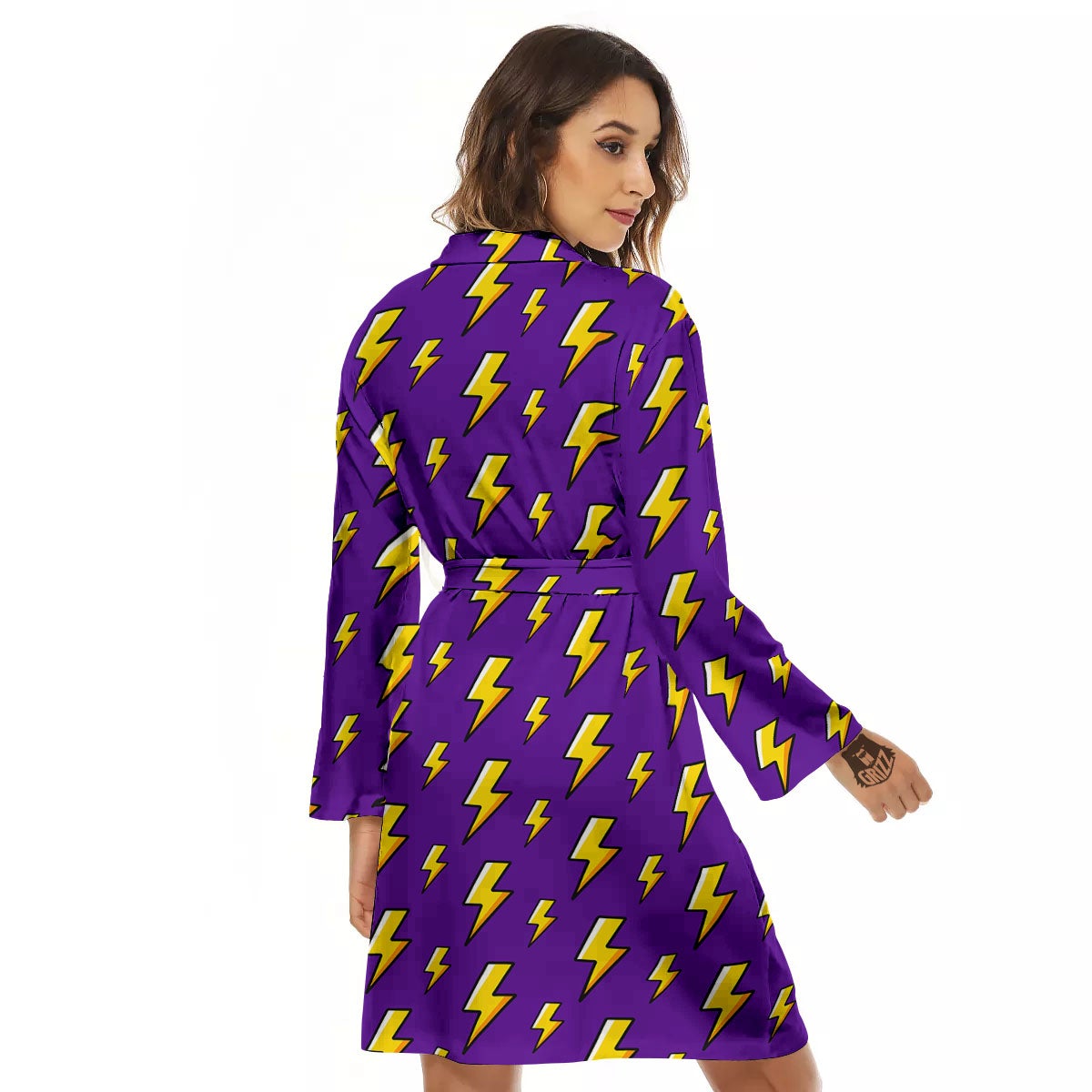 Lightning Purple Print Pattern Women's Robe-grizzshop