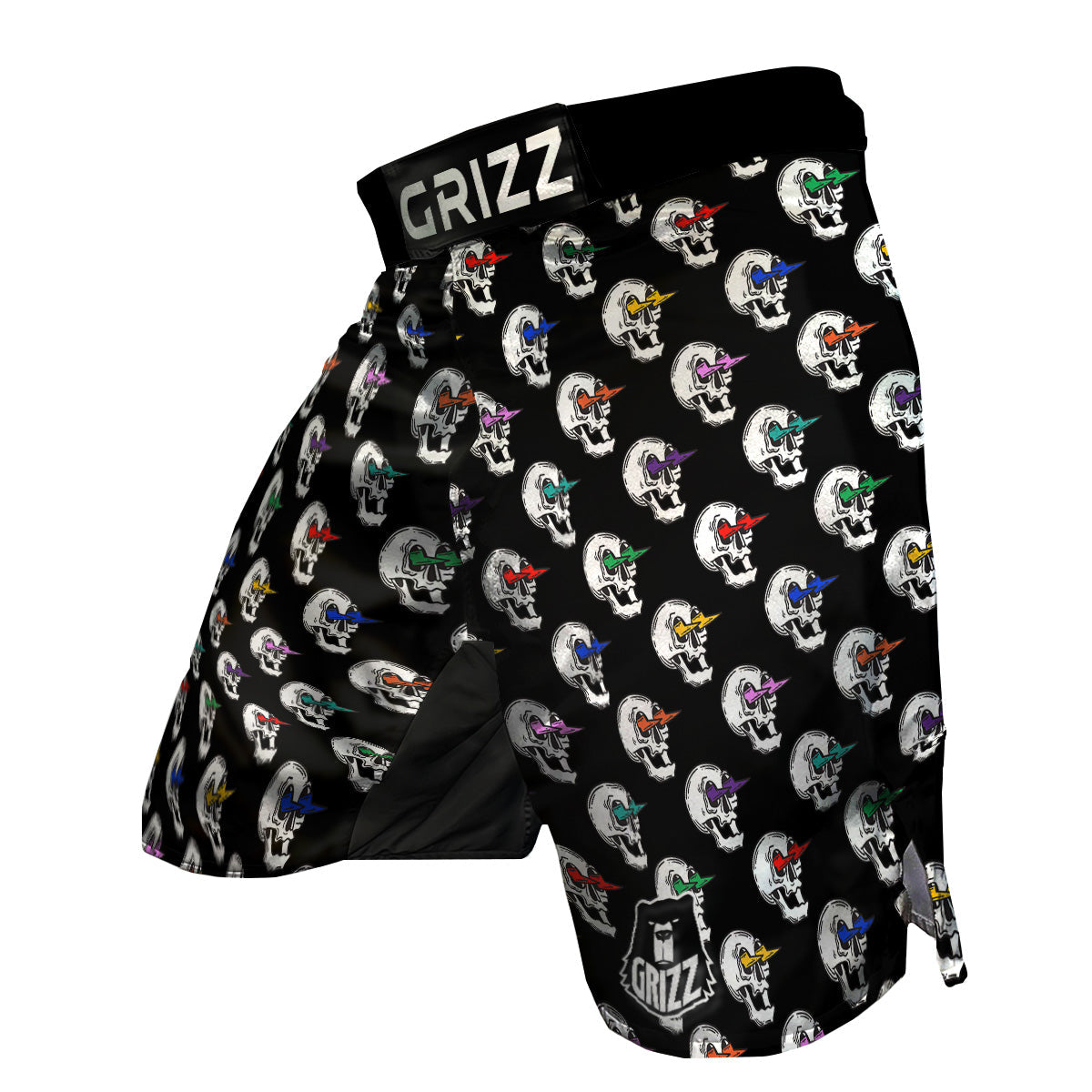 Lightning Skull Print Pattern MMA Shorts-grizzshop