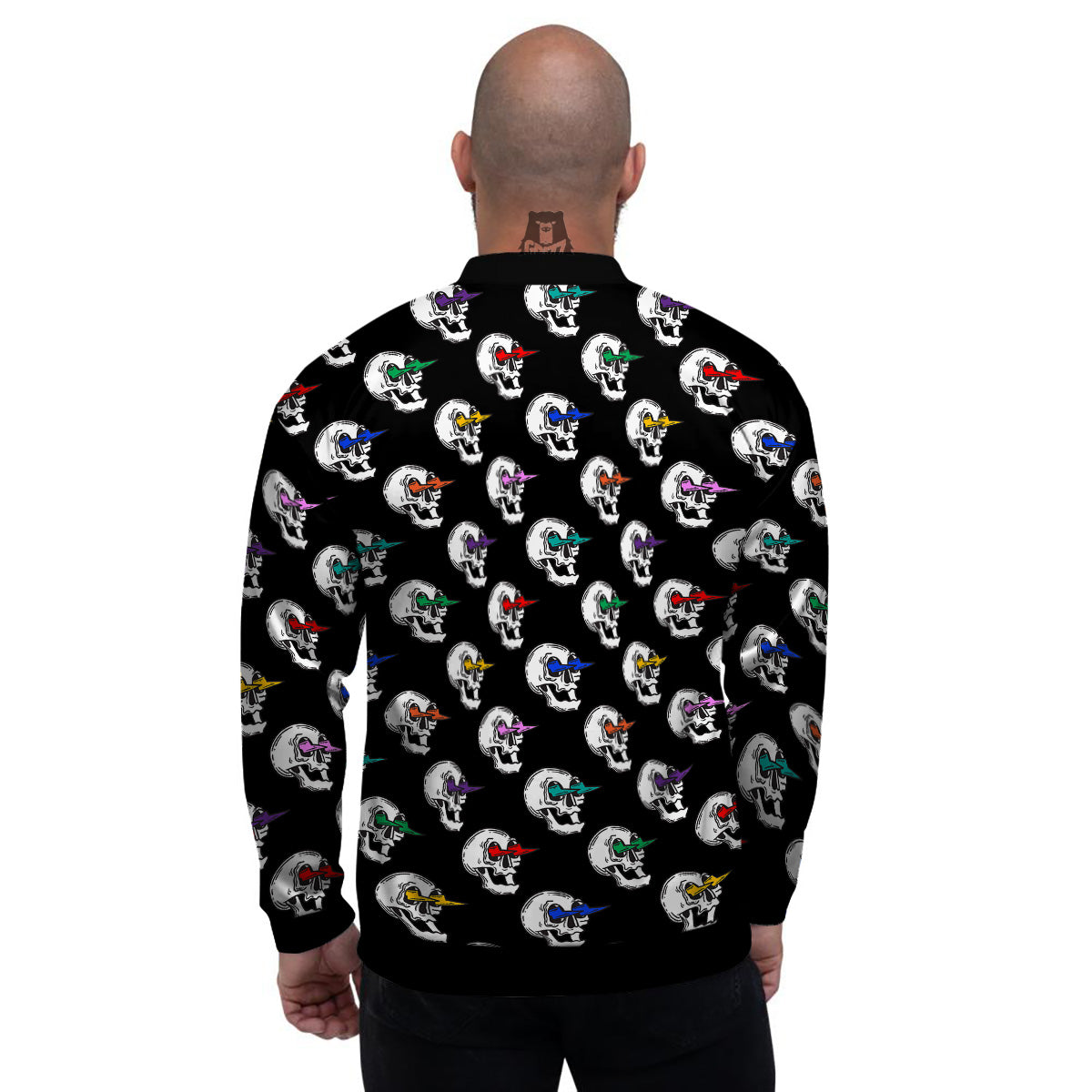 Lightning Skull Print Pattern Men's Bomber Jacket-grizzshop