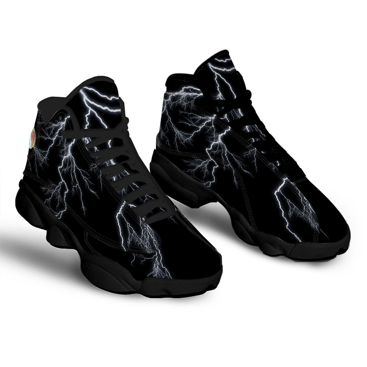 Lightning White Electric Print Black Basketball Shoes-grizzshop