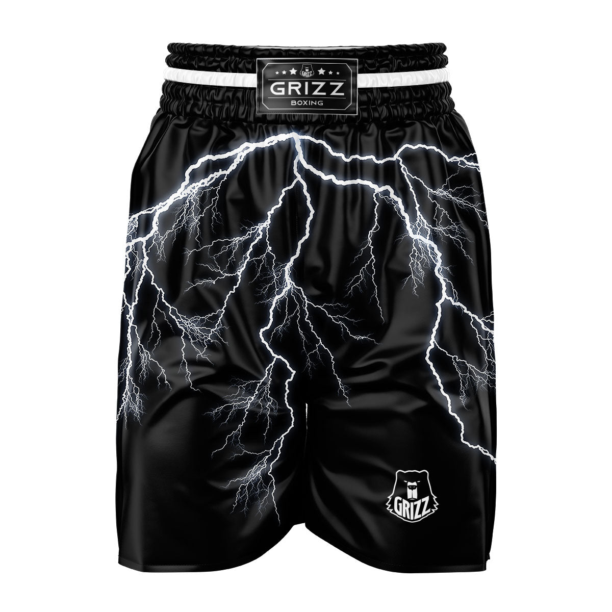Lightning White Electric Print Boxing Shorts-grizzshop