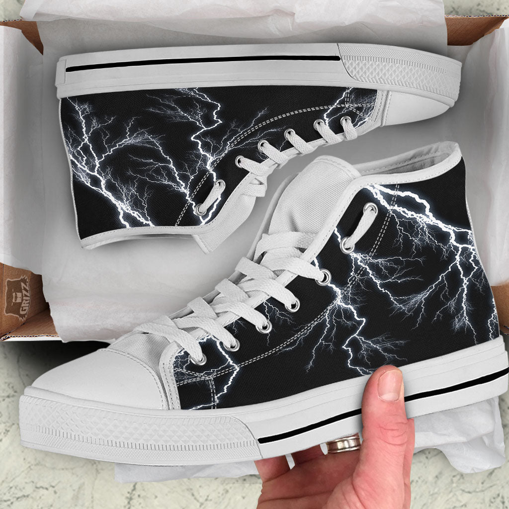 Lightning White Electric Print White High Top Shoes-grizzshop