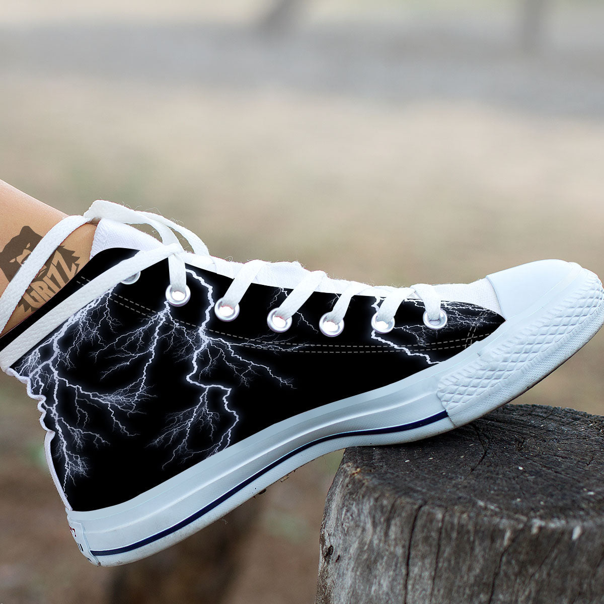Lightning White Electric Print White High Top Shoes-grizzshop