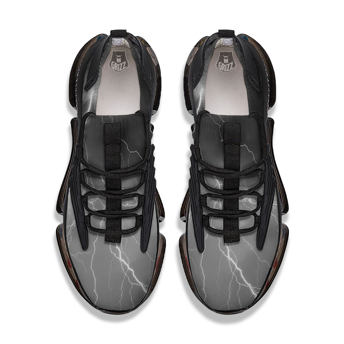 Lightning White Print Black Gym Shoes-grizzshop