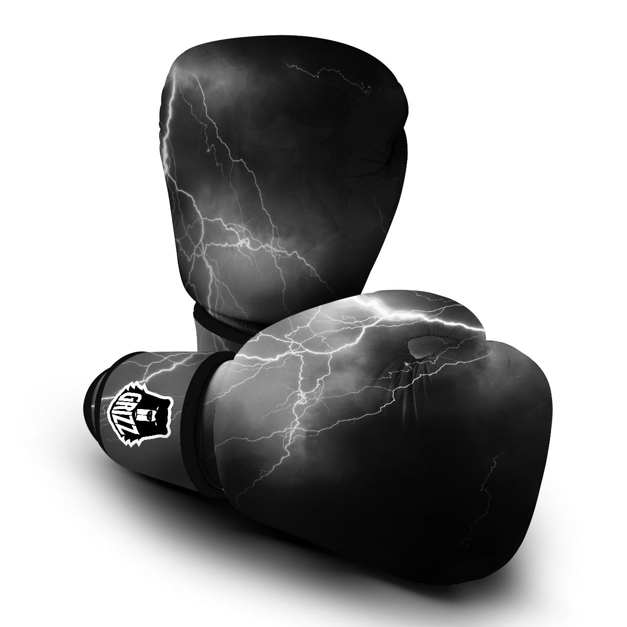 Lightning White Print Boxing Gloves-grizzshop