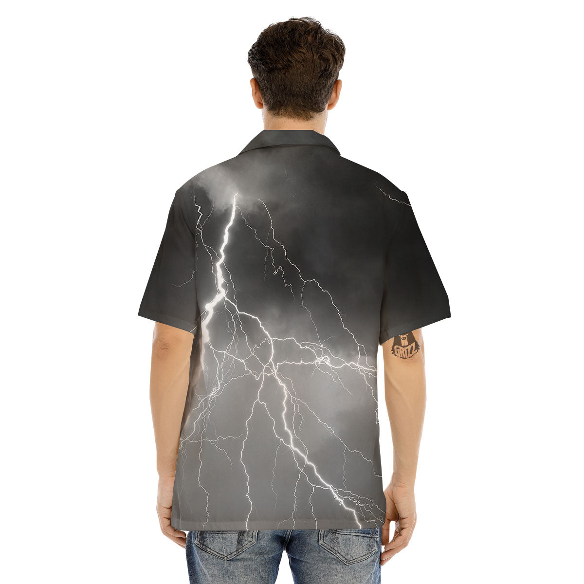 Lightning White Print Men's Hawaiian Shirt-grizzshop