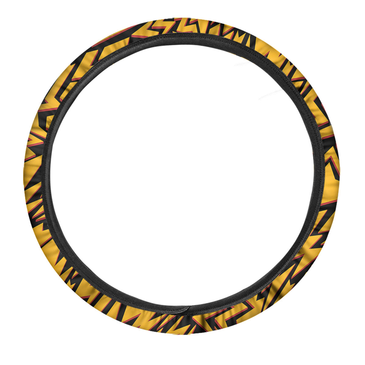 Lightning Yellow And Black Print Pattern Car Steering Wheel Cover-grizzshop