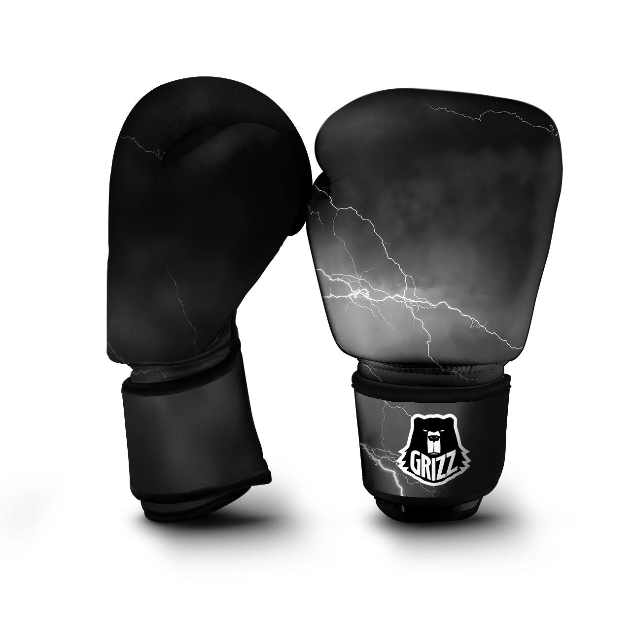 Lightning White Print Boxing Gloves-grizzshop