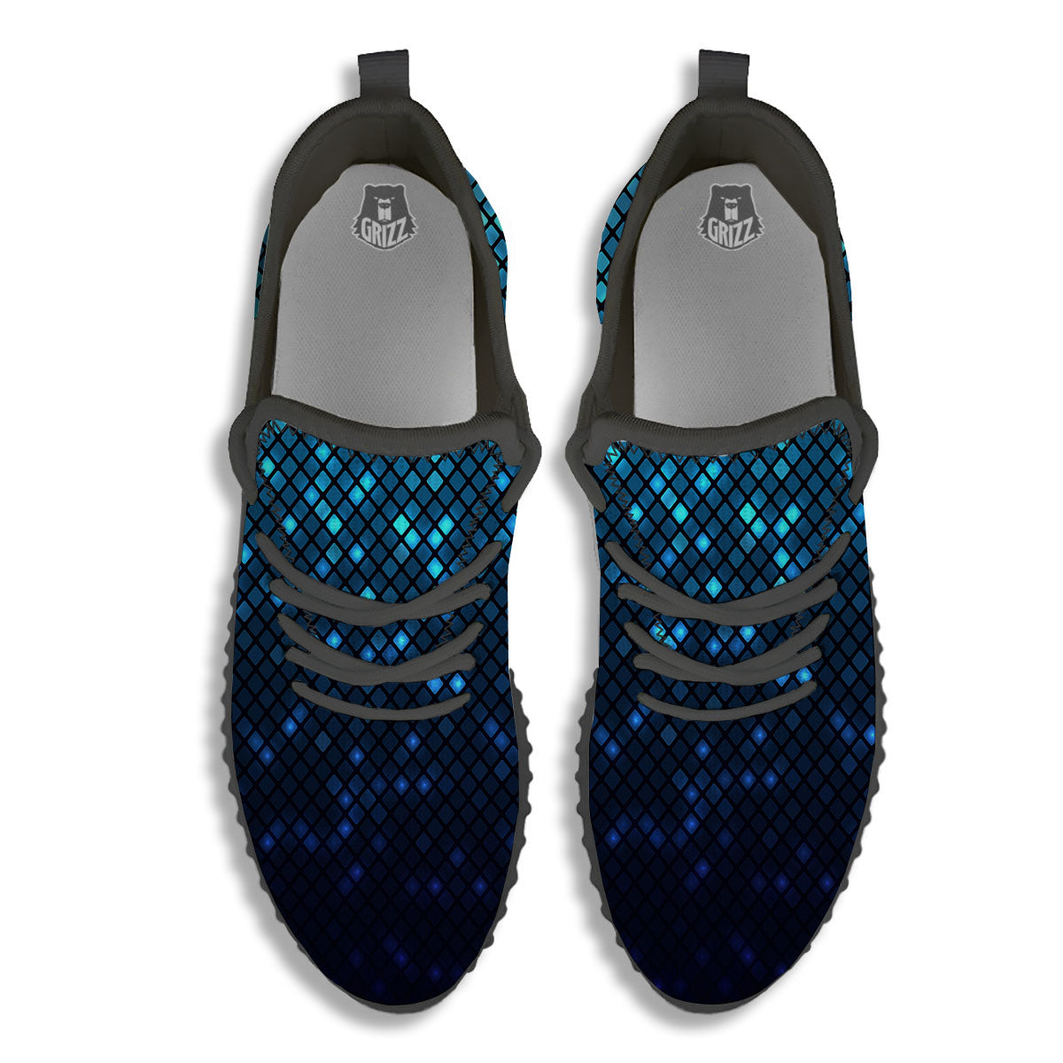 Lights Blue Disco Print Pattern Black Walking Shoes-grizzshop