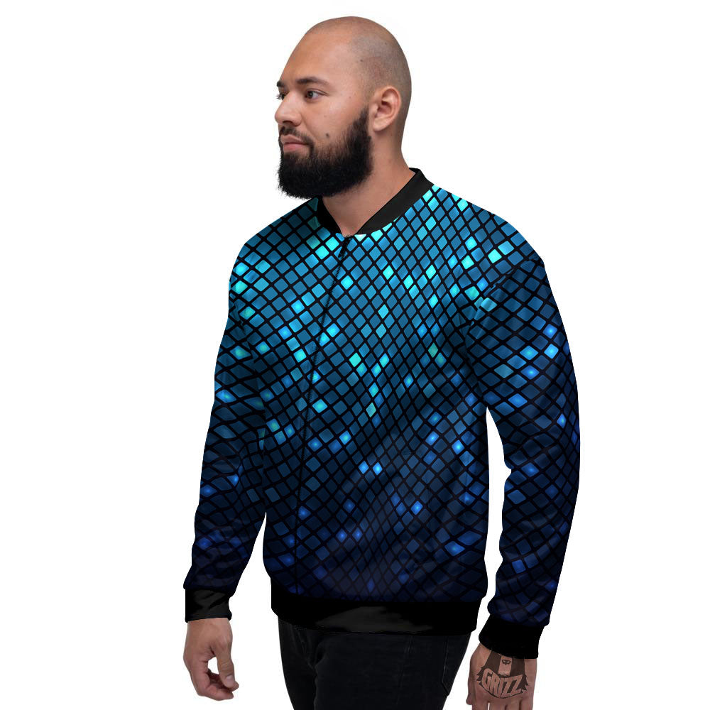 Lights Blue Disco Print Pattern Men's Bomber Jacket-grizzshop