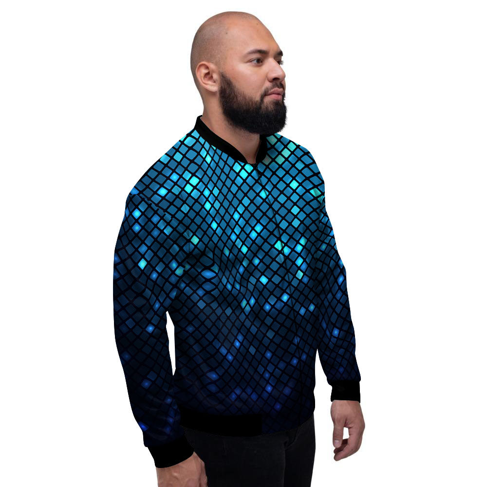 Lights Blue Disco Print Pattern Men's Bomber Jacket-grizzshop