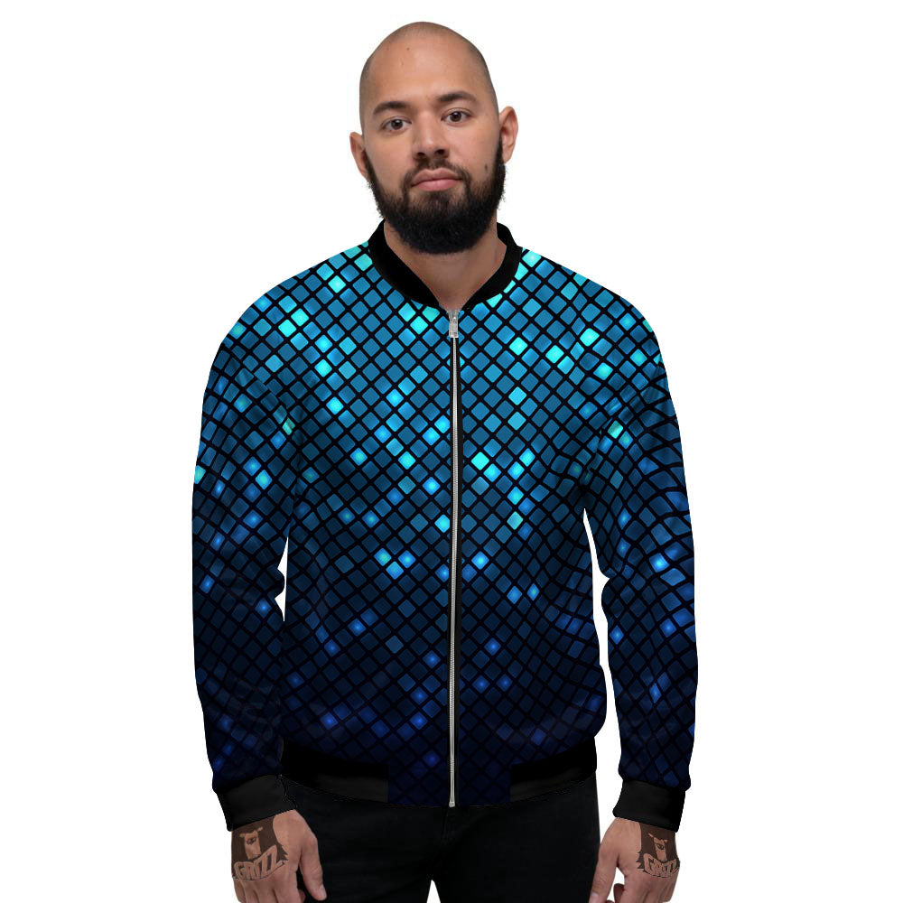 Lights Blue Disco Print Pattern Men's Bomber Jacket-grizzshop