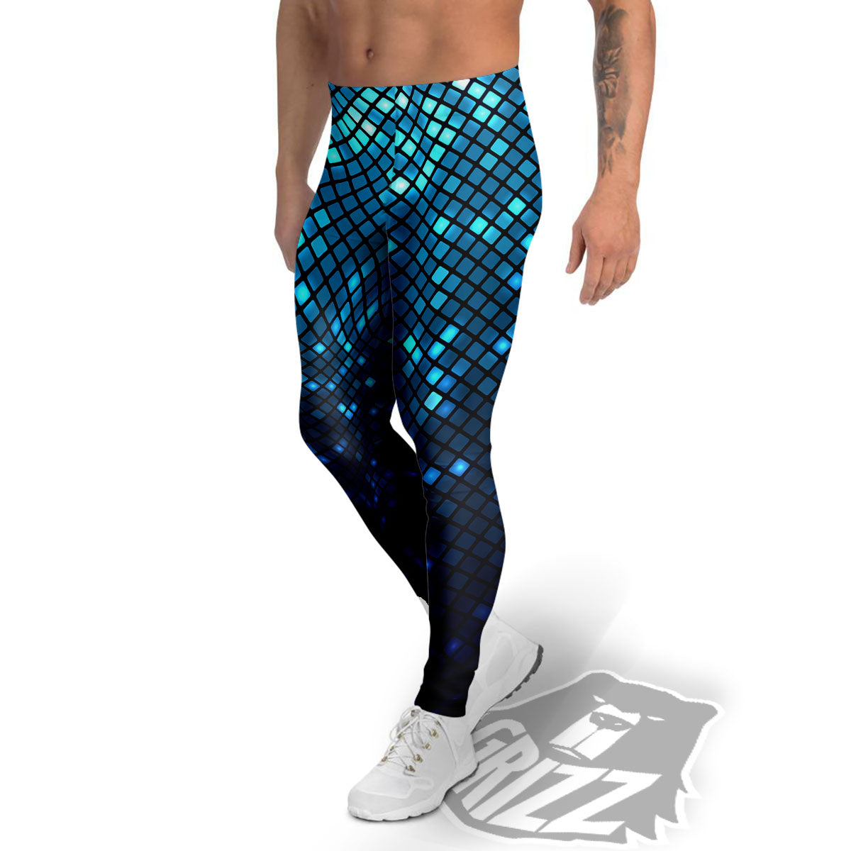 Lights Blue Disco Print Pattern Men's Leggings-grizzshop