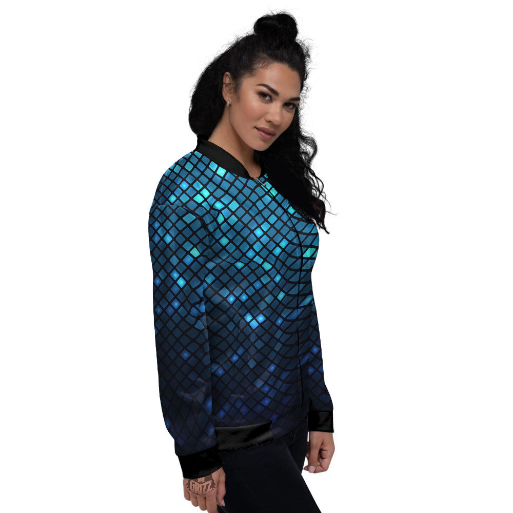 Lights Blue Disco Print Pattern Women's Bomber Jacket-grizzshop