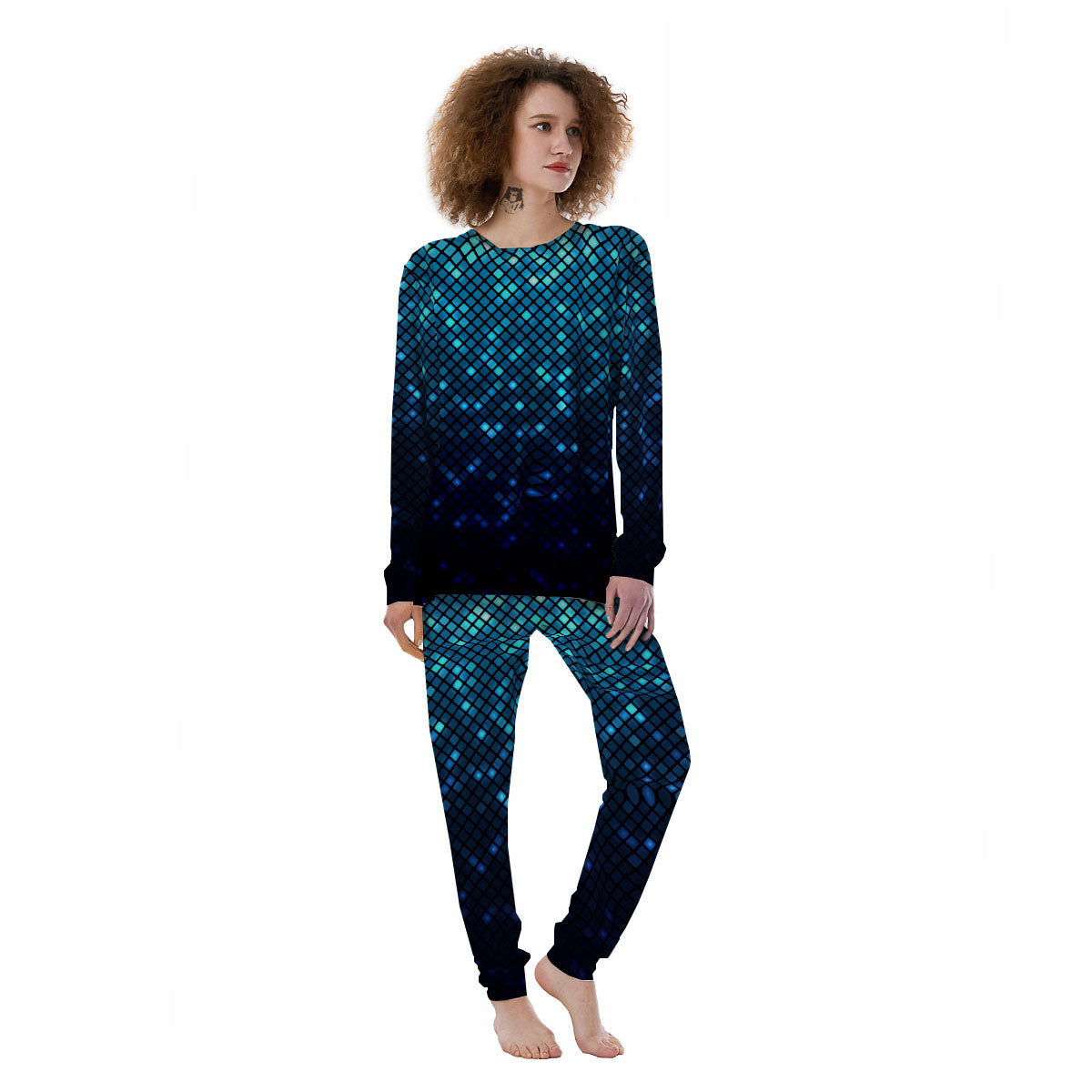 Lights Blue Disco Print Pattern Women's Pajamas-grizzshop