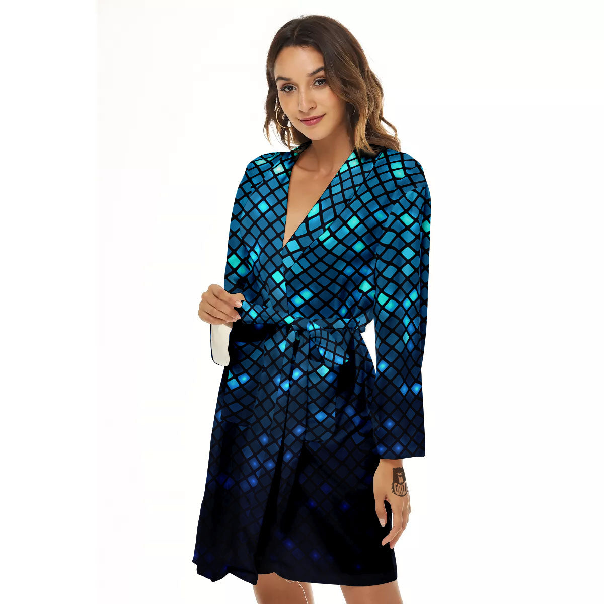 Lights Blue Disco Print Pattern Women's Robe-grizzshop