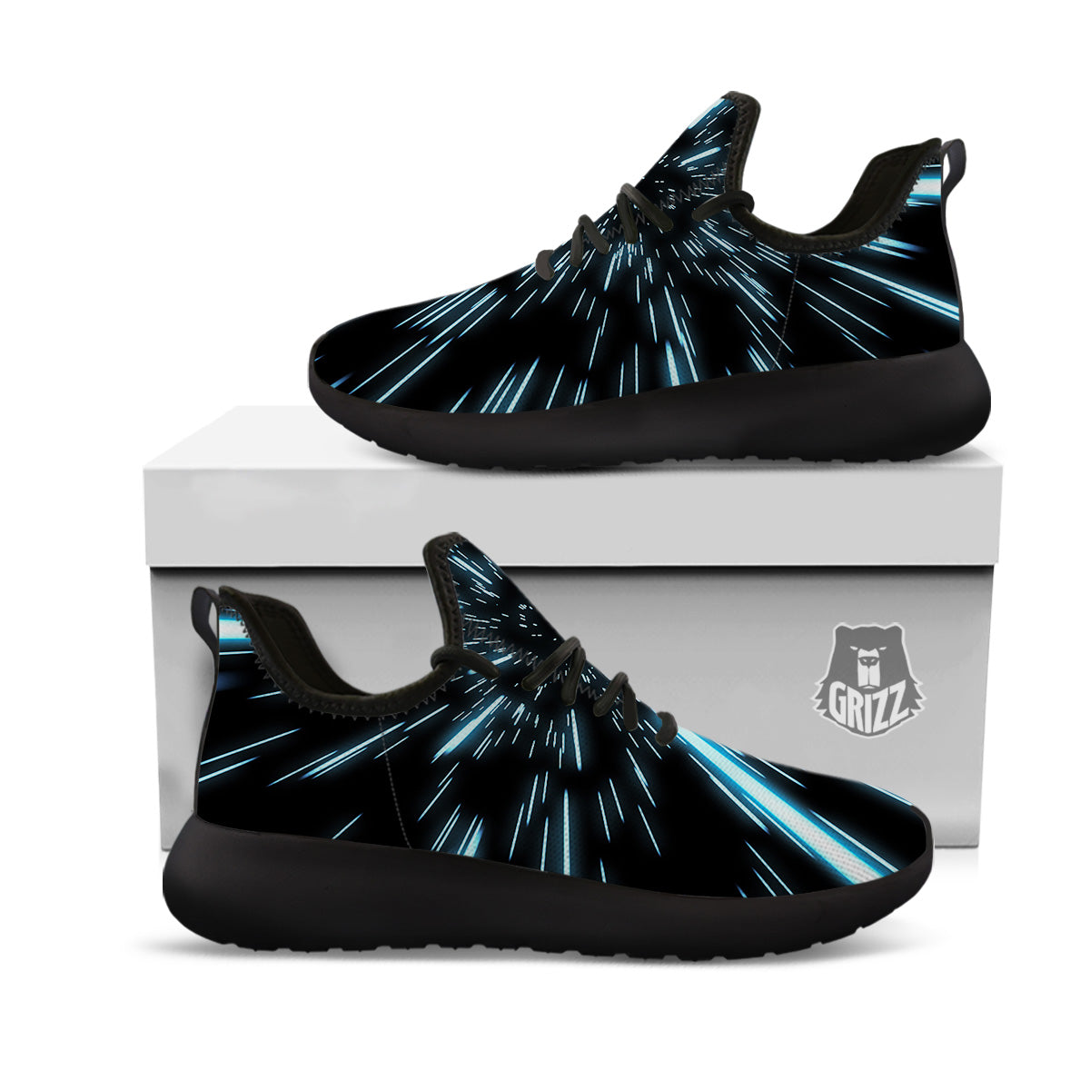 Lightspeed Blue Print Black Athletic Shoes-grizzshop