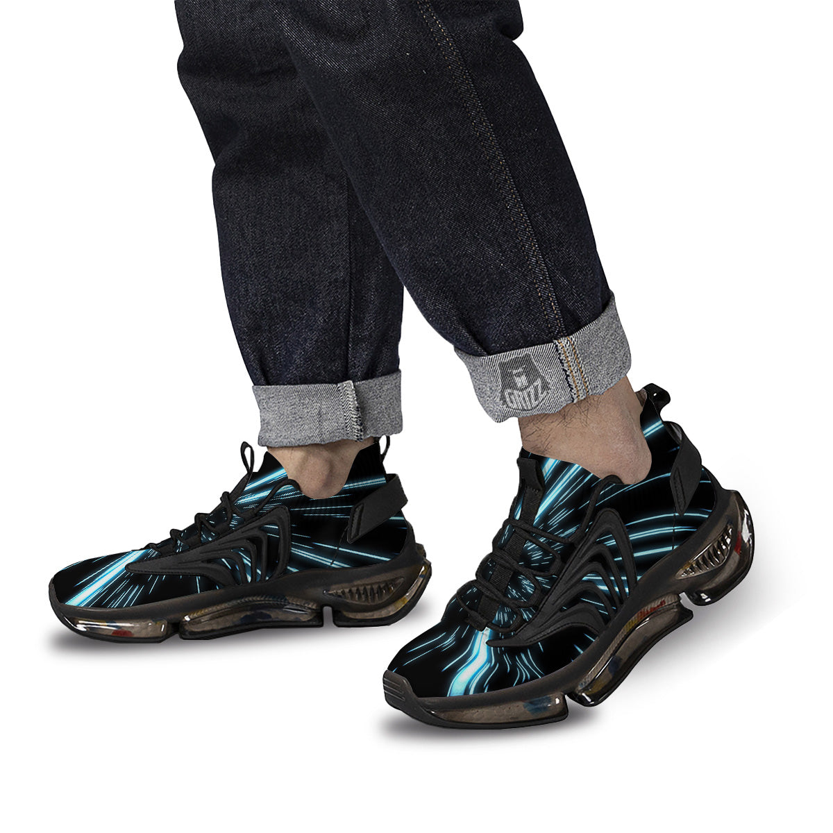 Lightspeed Blue Print Black Gym Shoes-grizzshop