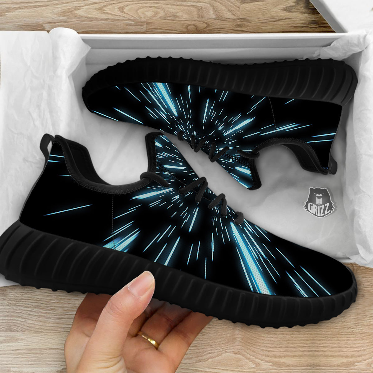 Lightspeed Blue Print Black Walking Shoes-grizzshop