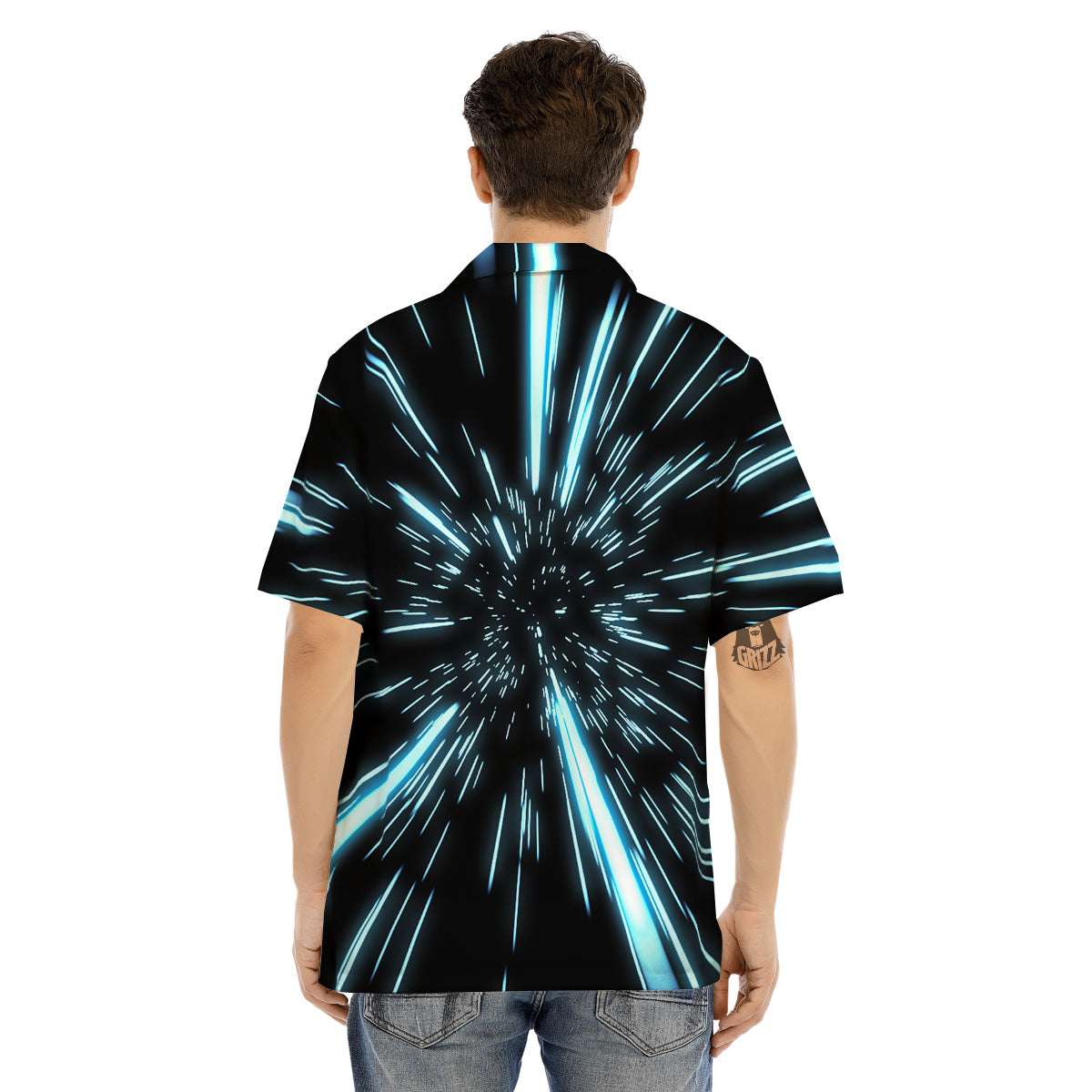 Lightspeed Blue Print Men's Hawaiian Shirt-grizzshop