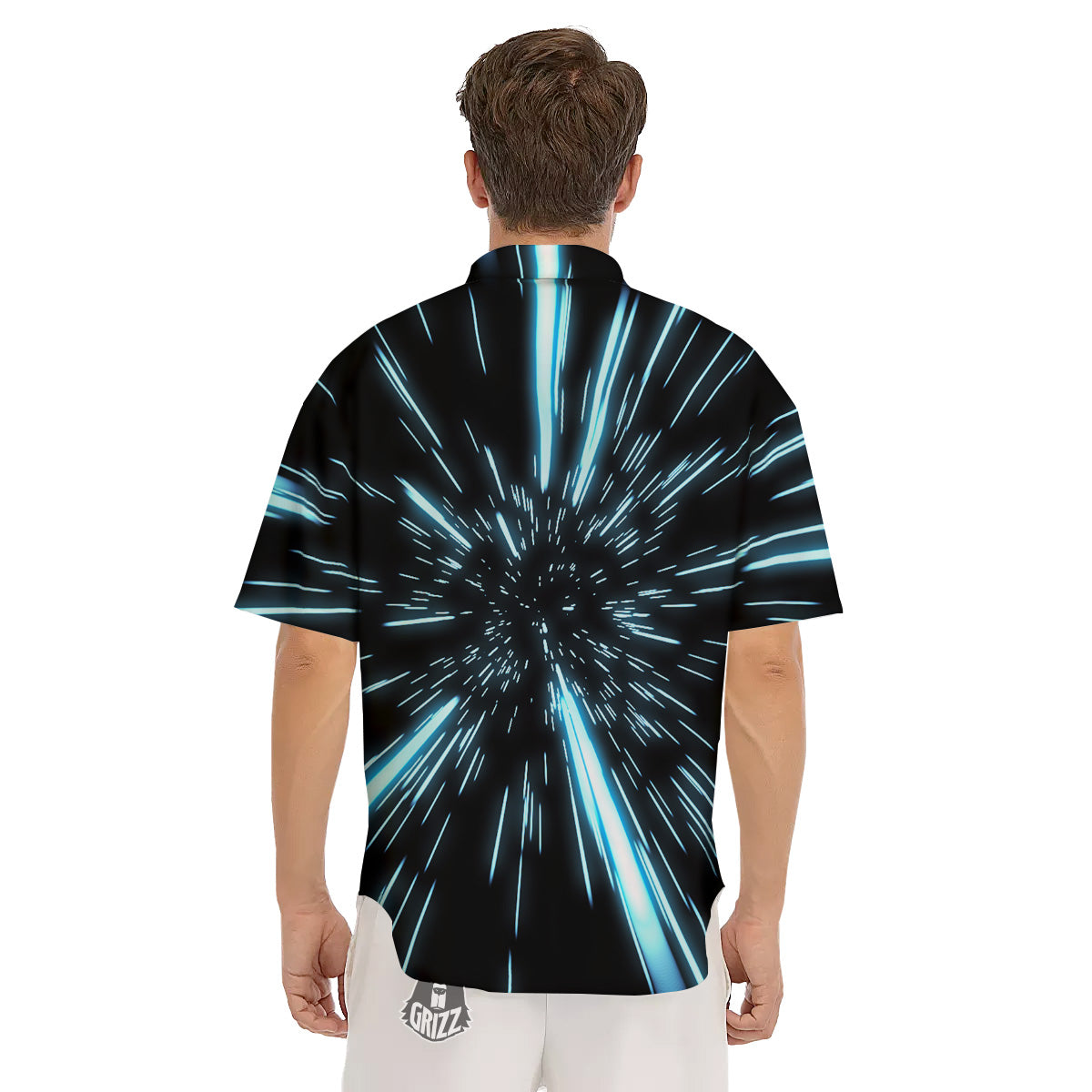 Lightspeed Blue Print Men's Short Sleeve Shirts-grizzshop