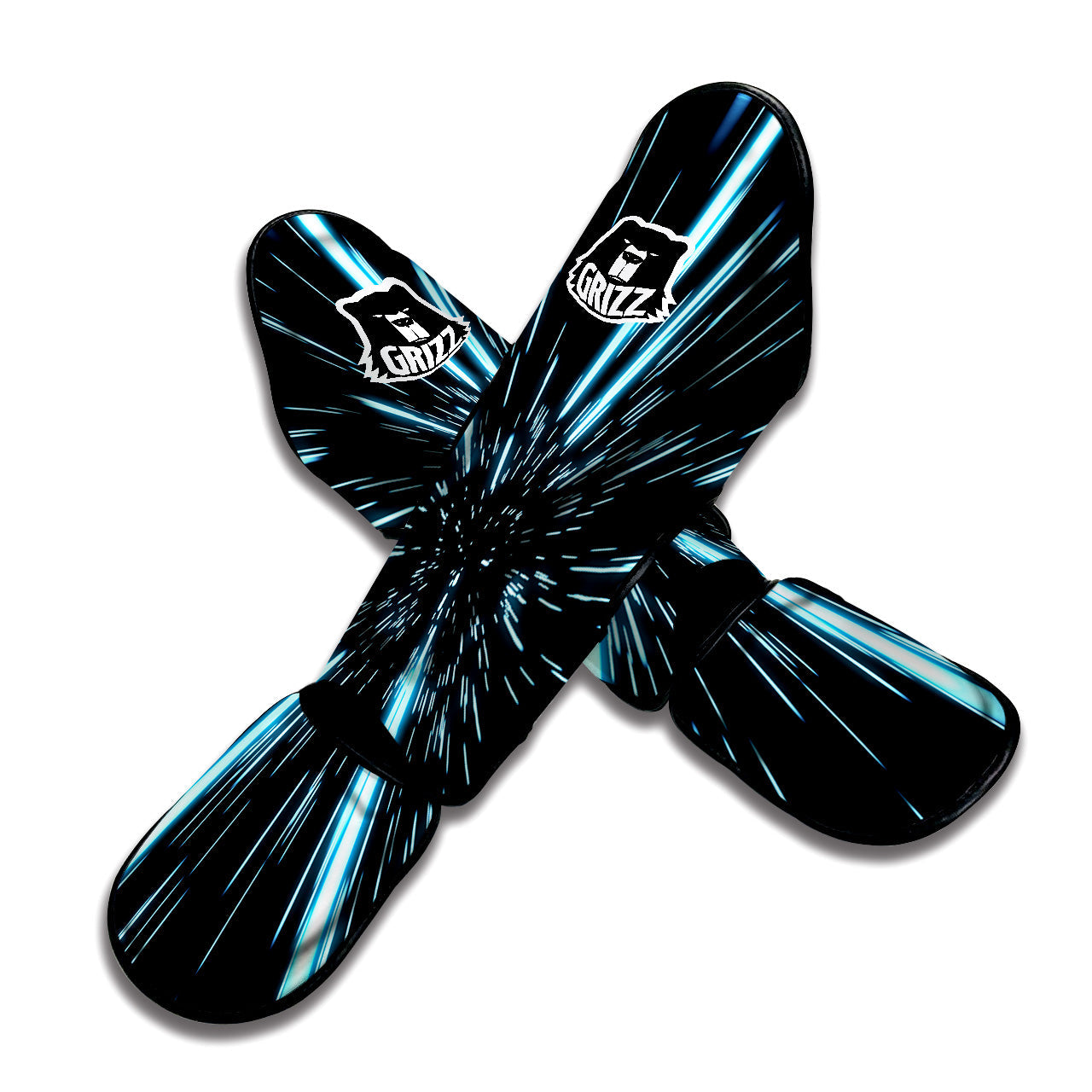 Lightspeed Blue Print Muay Thai Shin Guards-grizzshop