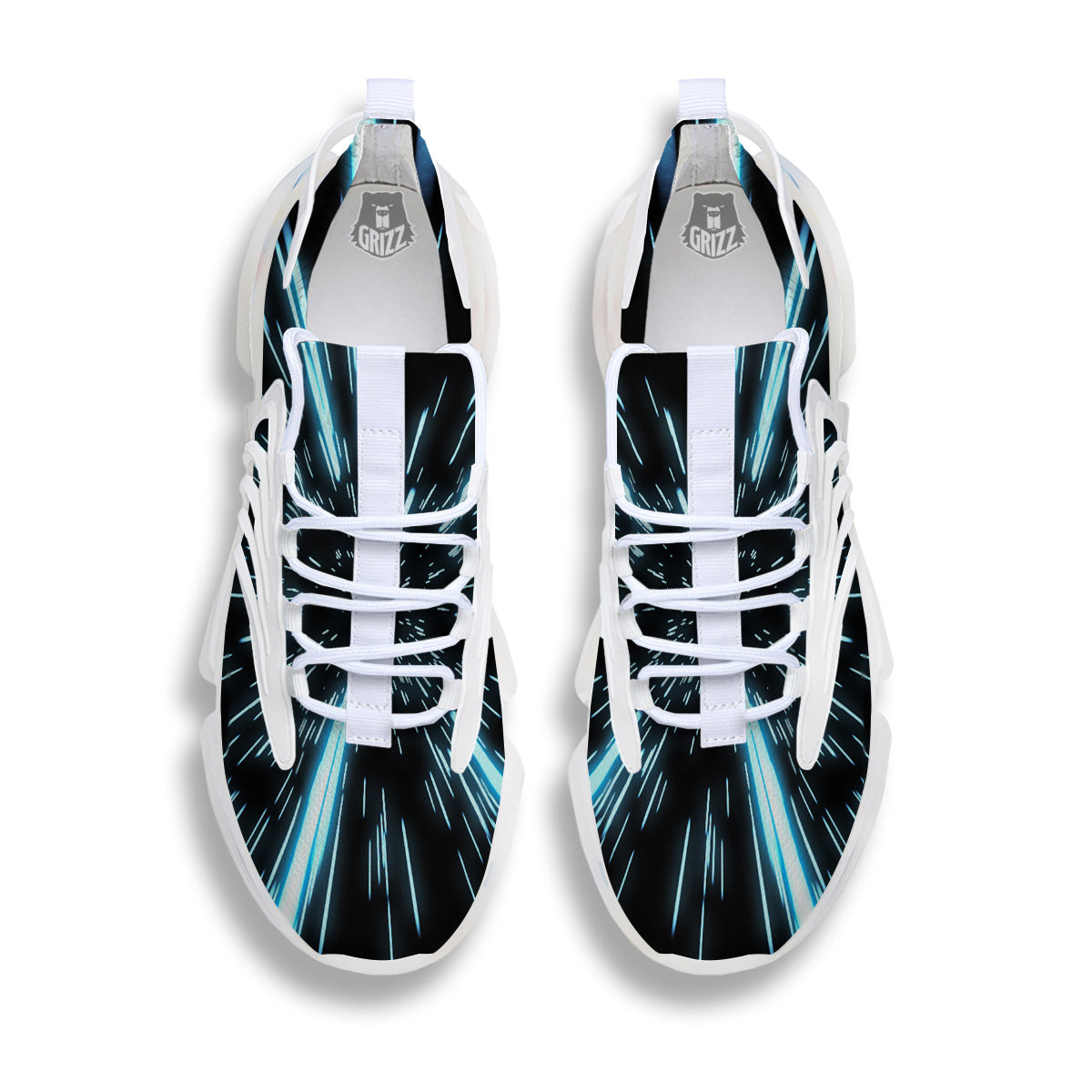 Lightspeed Blue Print White Gym Shoes-grizzshop