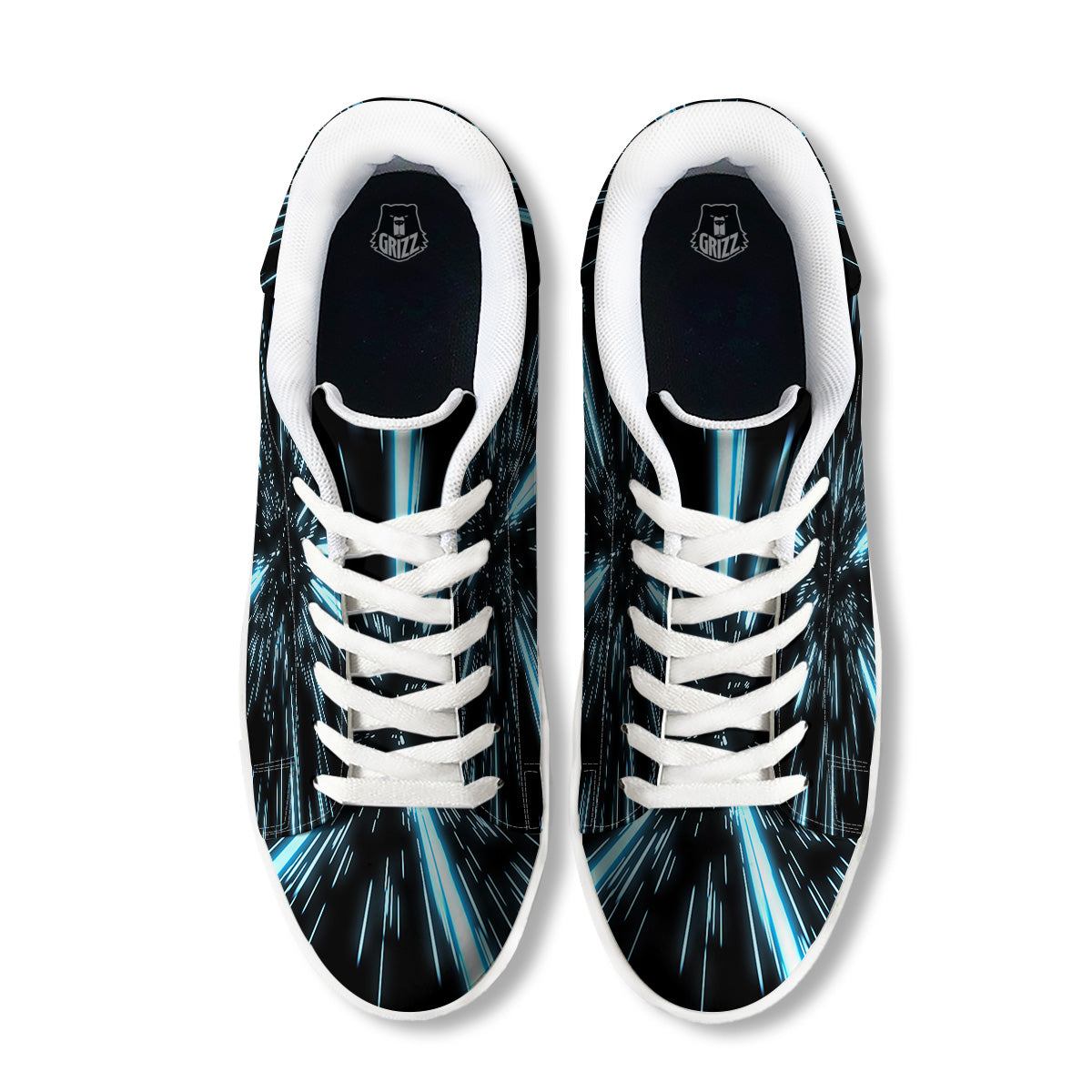 Lightspeed Blue Print White Low Top Sneakers-grizzshop
