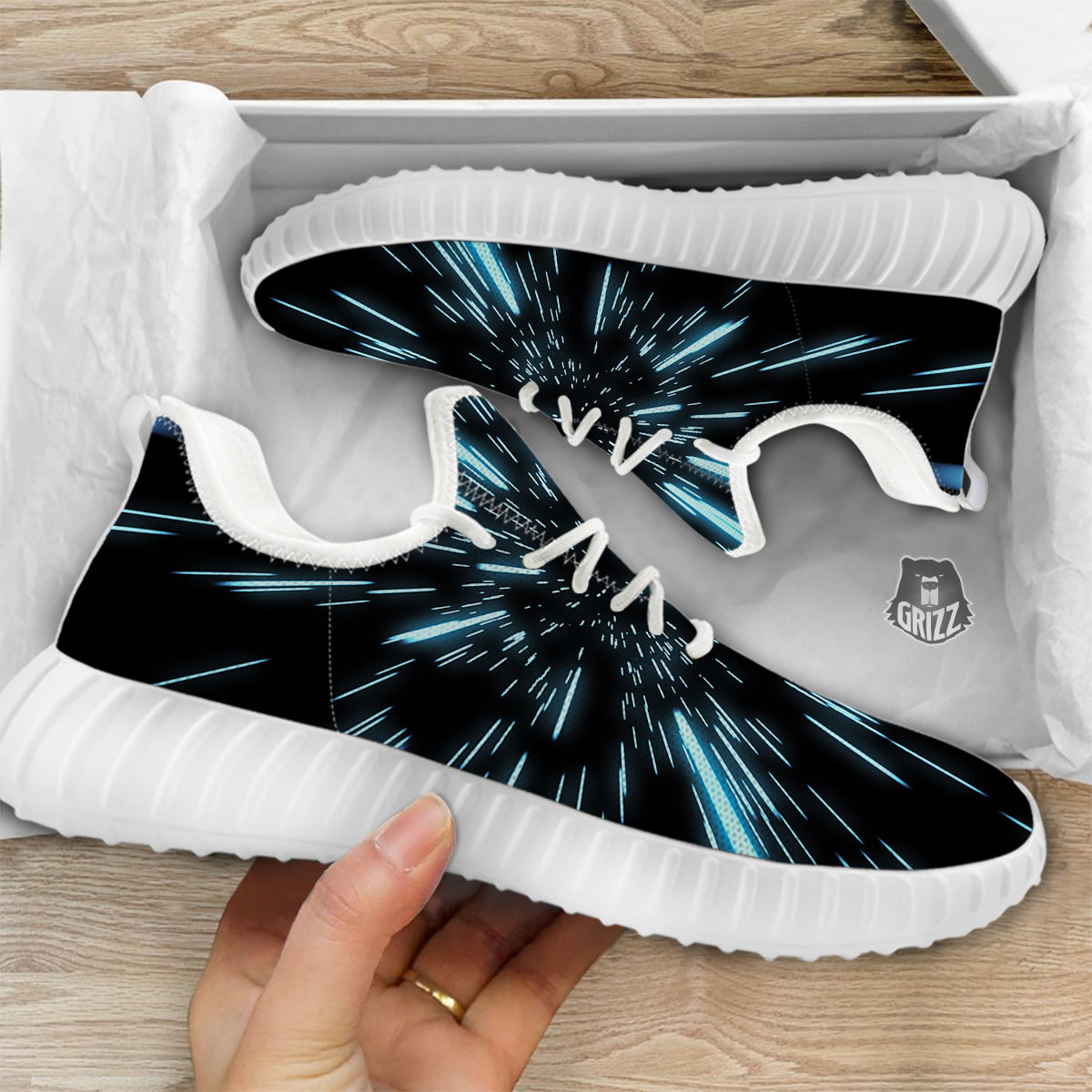 Lightspeed Blue Print White Walking Shoes-grizzshop