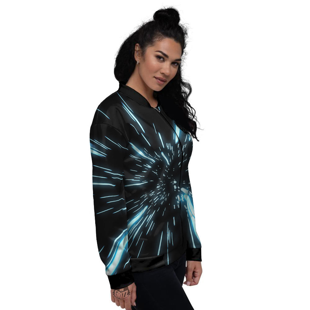 Lightspeed Blue Print Women's Bomber Jacket-grizzshop